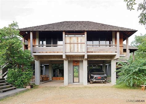 half concrete half wood house
